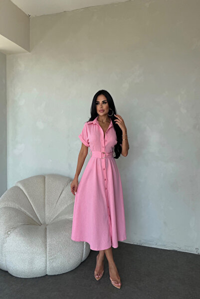 kamacibutik Gombos, öves vászon nyári ruha inggallérral