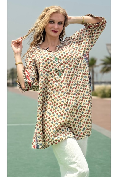 MEEMSEEN INDEPENDENT Women’s Handblock Printed Cotton Tunic – Boho Ethnic Kurta Top