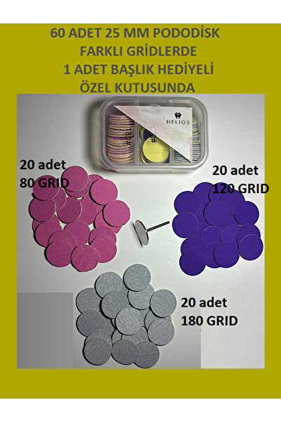 helios kozmetik 25MM PODODİSK BAŞLIK+60 ADET TEK KULLANIM ZIMPARA(TÖRPÜ MAKİN...