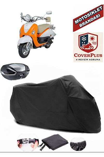 CoverPlus Siyah Mondial 50 ZNU ec Motosiklet Brandası Arka Çanta Uyumlu,Lasti...