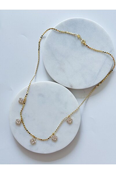 CHARMLUCKY ÇELİK YONCA CHARM DÖRTGEN ZİNCİR KOLYE