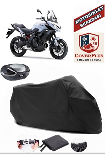CoverPlus Siyah Kawasaki KLE 650 Versys Motosiklet Brandası Arka Çanta Uyumlu...