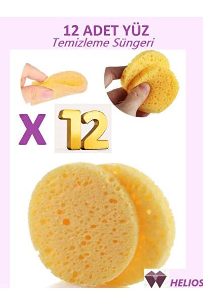helios kozmetik 12'li SARI Yuvarlak Cilt Temizleme Peeling Süngeri,Makyaj Sök...