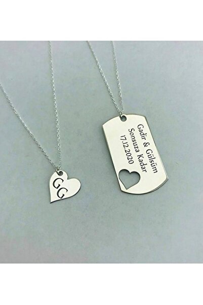 GUS Silver Kalpli Askeri Künye Çift Kolye Sevgili 925 Ayar Gümüş