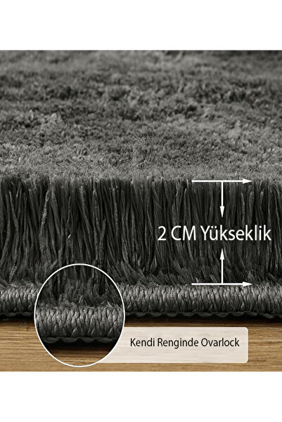 Genel Markalar Antrasit Peluş Post Yıkanabilir Yumuşak Salon Kaymaz Dot Taban Antibakteriyel Çocuk Halısı Koridor