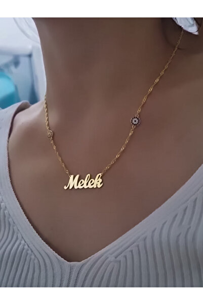 GUS Silver Melek Isimli, Nazar Boncuklu Ve Burgu Zincirli 925 Ayar Gümüş Koly...