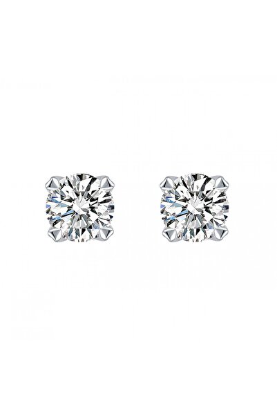 ASİL SİLVER ONLİNE 925 Ayar Gümüş 3 Adet 4-5-6 mm Boyutlarında Yuvarlak Zirkon Taşlı Unisex Pimli Küpe