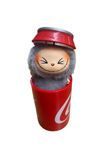 OEM LaBubu Figurine in CocaCola Box, Plush, Soft and Fluffy, Gray, 25 cm