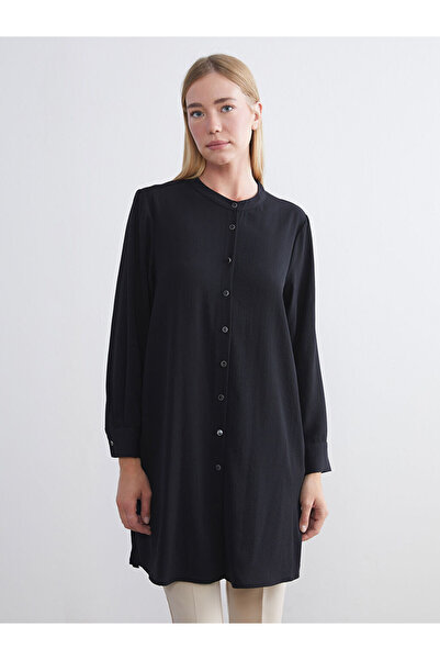 LC Waikiki Чорна сорочка-туніка з коміром-стійкою для жінок