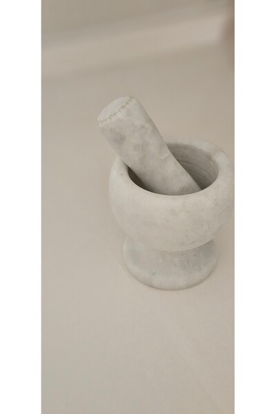 daimahome Doğal Mermer El yapımı Beyaz Havan | Şık Ve Dayanıklı Baharat Öğütücü