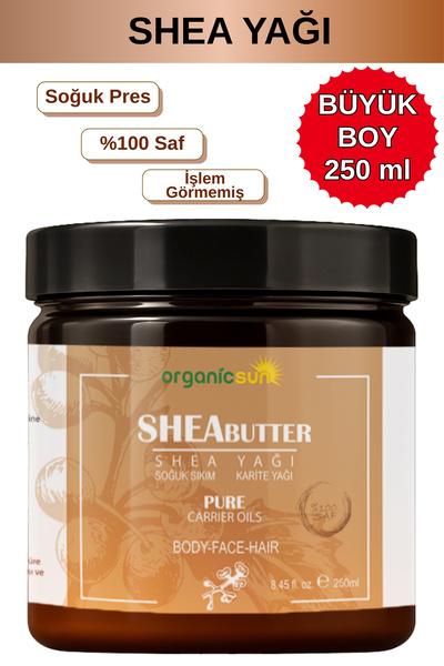 Shea Yağı 250 ML | %100 Ham, Soğuk Pres Shea Butter Karite | Kuru Cilt, Saç, Dudak, Topuk Bakımı