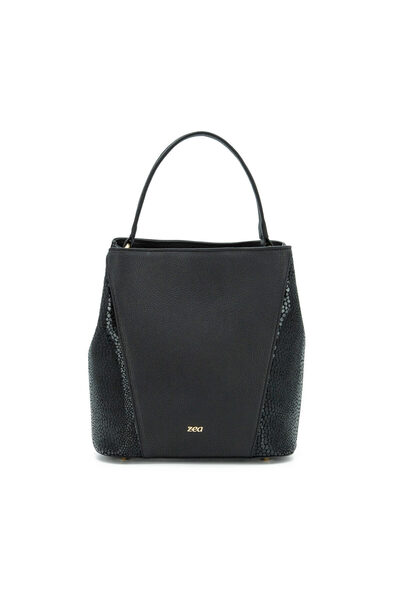 OEM Women's Bag Zea Casual Natural Leather Black Decor