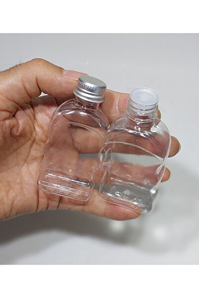 Petçi cam salih 100 Adet Boş Şişe gümüş rnk kapaklı tıpalı Kolonya Şişesi Dolar Cep Plastik Parfüm Şişesi 50ml klask