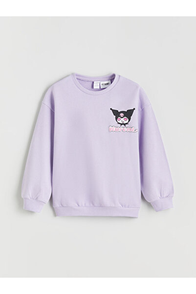 LC Waikiki LCW Kız Çocuk Kuromi Baskılı Bisiklet Yaka Sweatshirt Ve Tayt