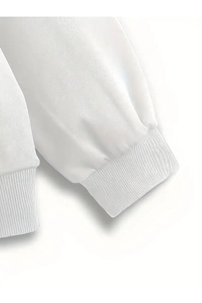 Touz Moda Υπερμεγέθη λευκό Unisex ζακέτα με κουκούλα με λεπτομέρεια μάσκας