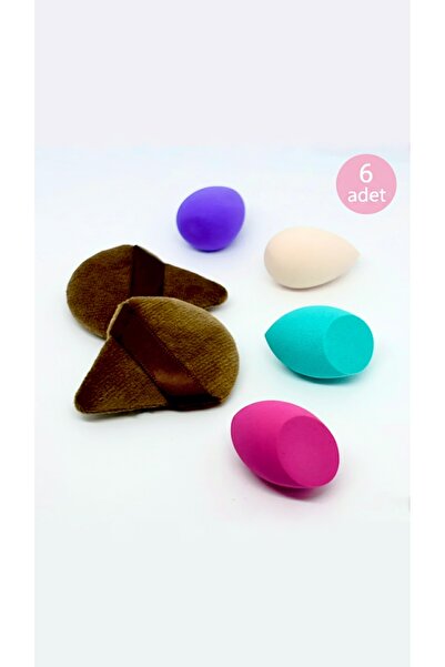 sulyra Profesyonel ıslak kuru fondöten makyaj süngeri 6’lı set - Mini pudra süngeri