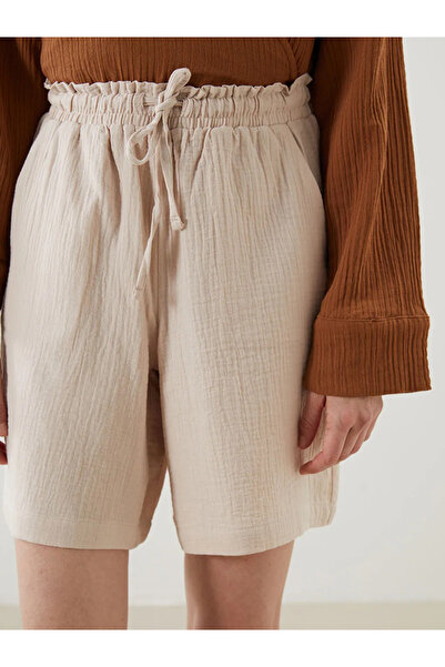 LC Waikiki Elastic Waist Textured Muslin Women's Shorts