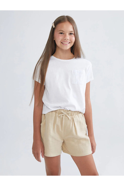 LC Waikiki Muslin Girl's Shorts with Elastic Waist