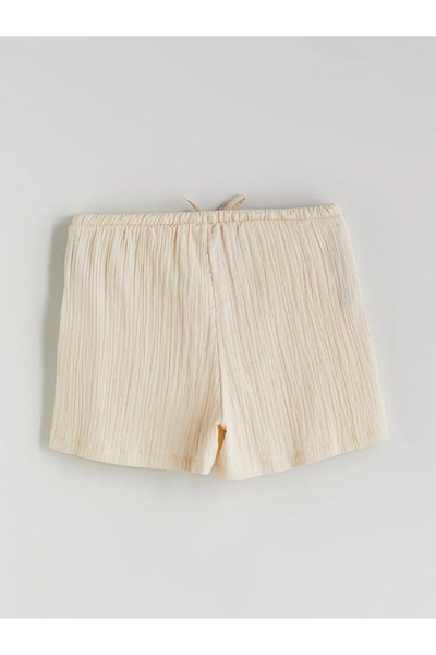 LC Waikiki Elastic Waist Textured Muslin Women's Shorts