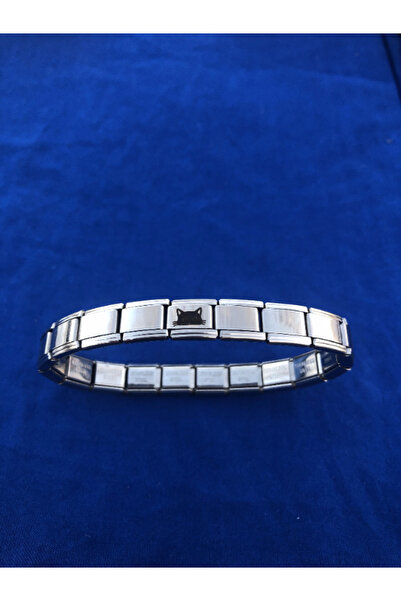 fmaccessoriess Italian Steel Bracelet with Cat Charms Black Laser Printed Fmaccesori̇es