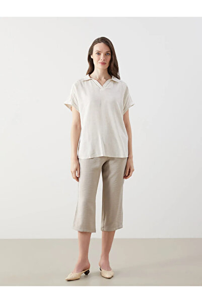 LC Waikiki Shirt Collar Linen Blend Women's Blouse