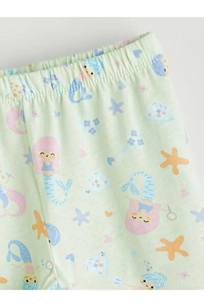 LC Waikiki Crew Neck Printed Girl's Pajama Set with Shorts