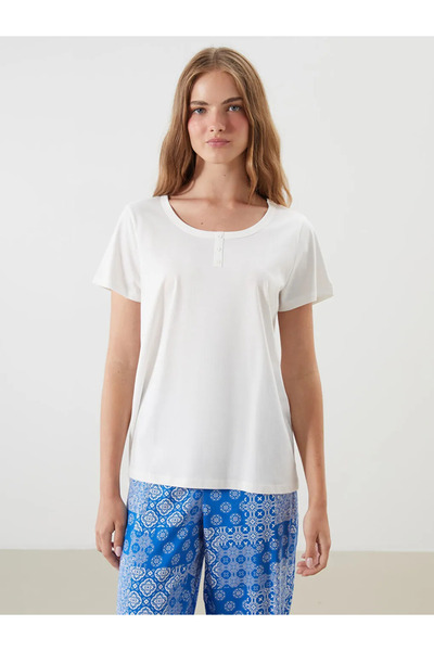 LC Waikiki Crew Neck Patterned Women's Capri Pajama Set