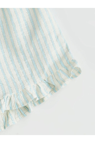 LC Waikiki Crew Neck Ruffle Detail Baby Girl Blouse and Shorts