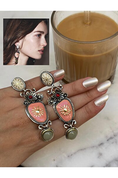 Bo Takı ve Aksesuar Vintage taşlı çiçek küpe