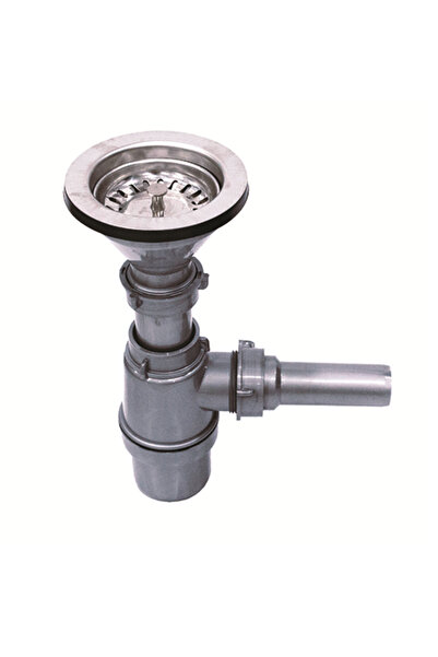 AKKON Lüks Çöpmak Taslı Lavabo ve Evye Sifonu Gider Borusu Kafa Paslanmaz