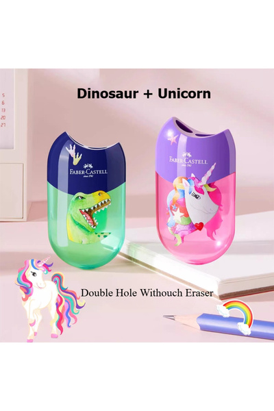 Choice مبراة أقلام رصاص فابر كاستل ذات الفتحتين مع ممحاة على شكل ديناصور ووحي...