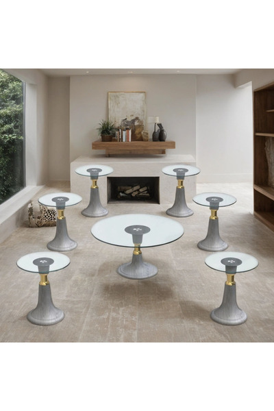 Tasamem Dafia 7-piece round tea table set