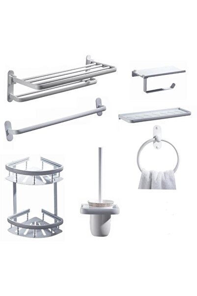 Trendy's Seven-piece bathroom accessory set, matte white