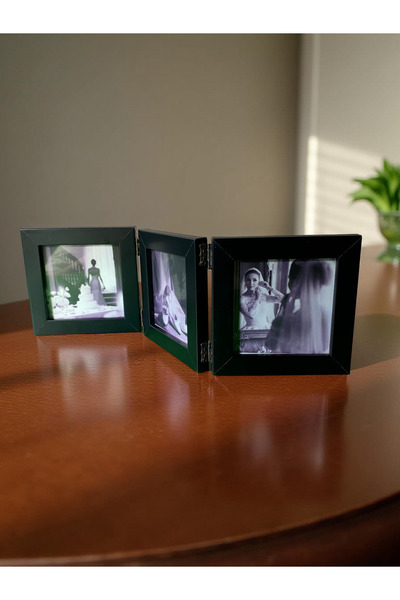 Wooden Factory Desktop 3-Picture Black Photo Frame - 10X10 Foldable Decorative Frame
