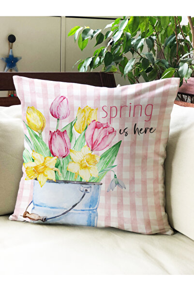 milroma Калъф за възглавница с принт „Здравей, пролет“ 43x43 см