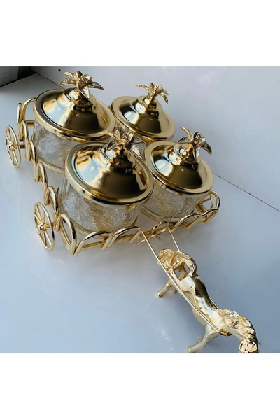 AZADE BAKIR GOLD PİRİNÇ ATLI DALGALI 4’LÜ SOSLUK