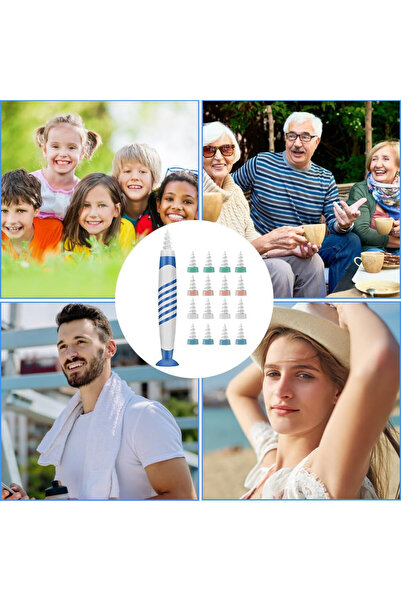 EnixwH Soluție de curățat cerumen și 16 vârfuri de schimb, silicon, multicolor, 12,5 cm