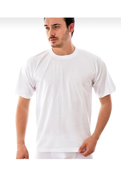 Tutku Men's Combed Cotton Short Sleeve Fanila with Closed Collar, 6 Pieces