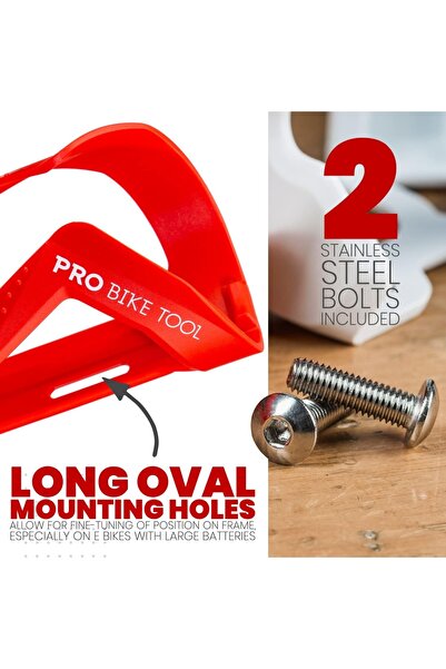 Pro Bike Tool suport pentru bidon de bicicletă, metal/plastic, roșu, 7,6 x 7,6 x 15,2 cm