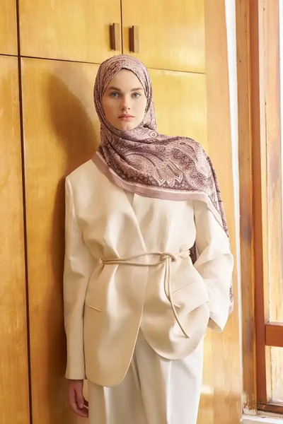 Madame Polo Live Siena Desen Şal - Koyu Bej