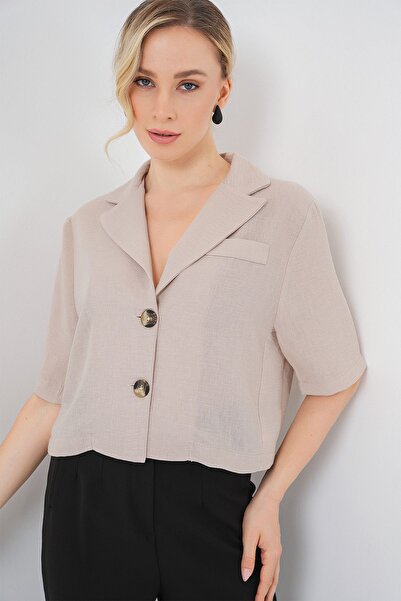 Hiccup Bdart Textured Short Jacket with Shirt Collar