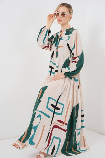 Hiccup Bdart Buttoned V-Neck Floral Print Maxi Dress