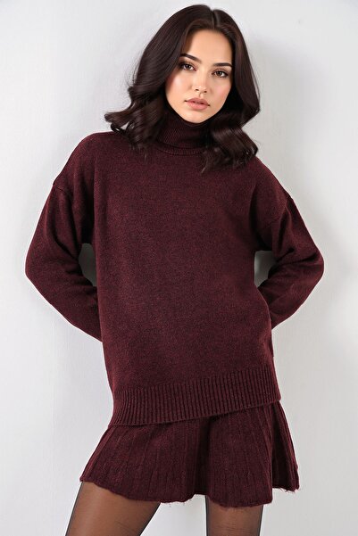 Hiccup Bdart Textured Oversize High Collar Knitted Set