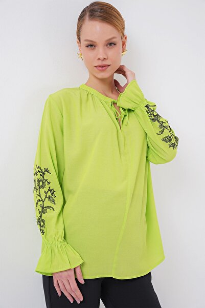 Hiccup Μπλούζα με κεντημένη στρογγυλή λαιμόκοψη και κλείσιμο με κορδόνια BDART