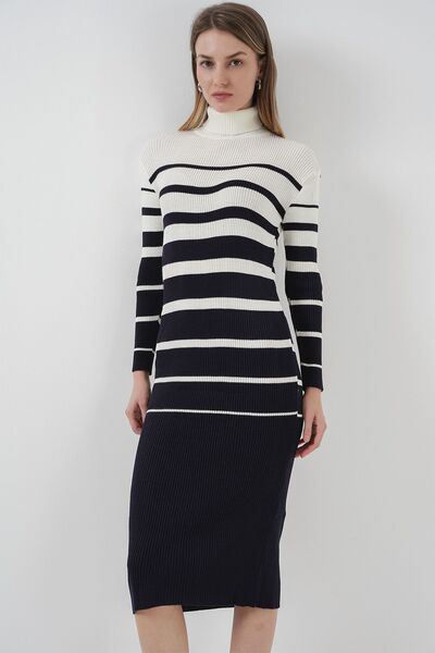 Hiccup Rochie midi din tricot cu guler cu nervuri BDART