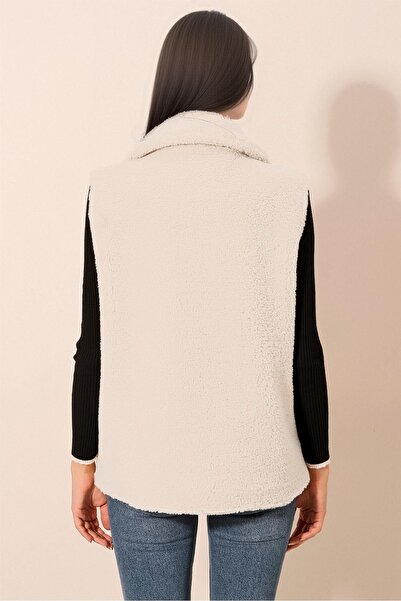 Hiccup BDART Suni Kürk Payetli Fermuarlı Yelek