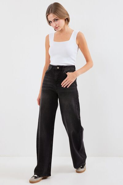 Hiccup Bdart High Waist, Relaxed Fit Wide Leg Jeans