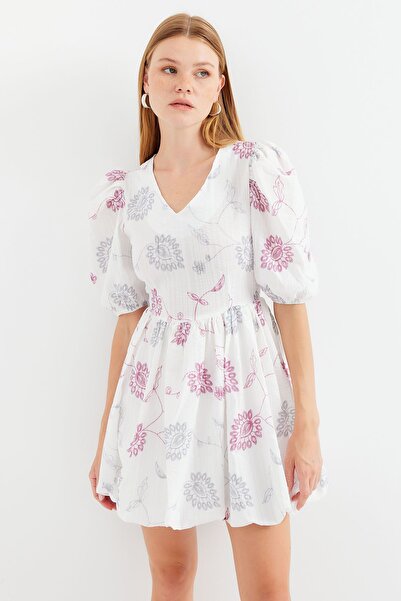 Hiccup Bdart Floral Embroidered V-Neck Mini Dress