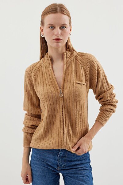 Hiccup Bdart Tight Knit Ribbed Zippered Cardigan