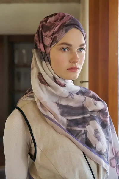 Madame Polo Endless Bloom Desen Şal - Bej